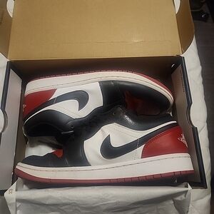 Air Jordan 1 Low Nike Men's Black and Red Sneakers